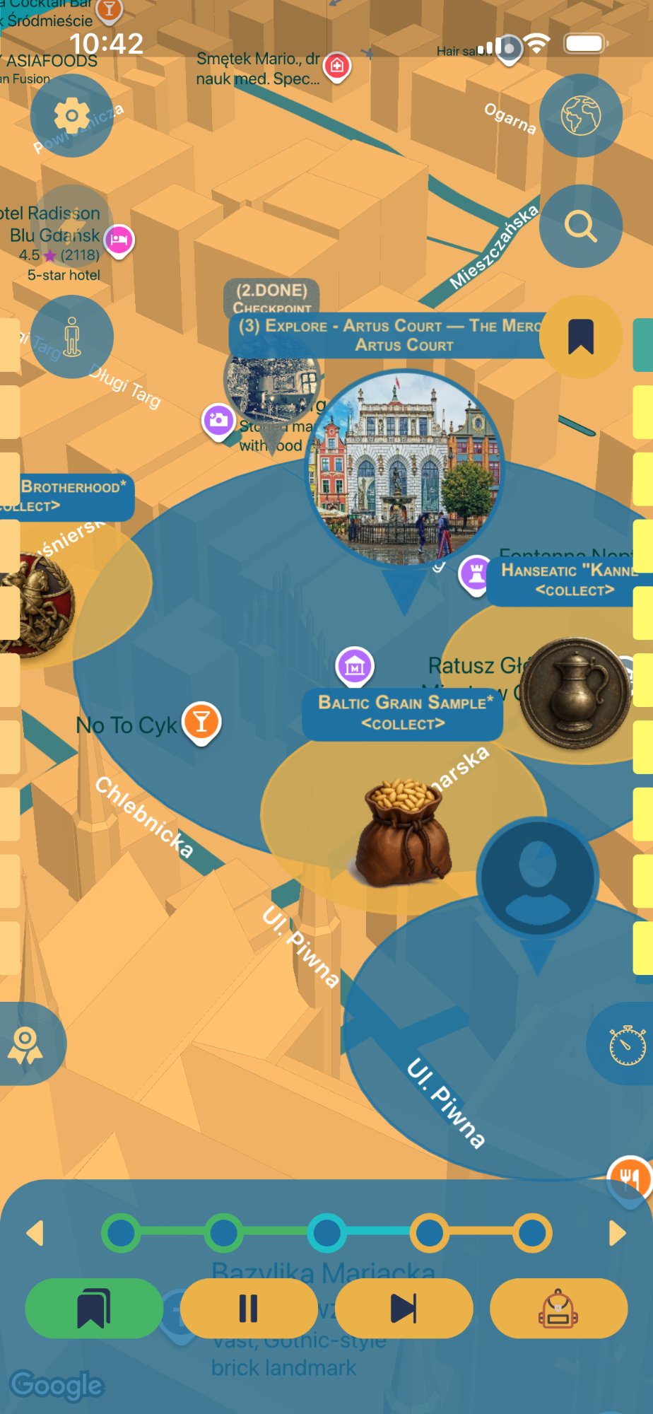 Leplace app showing an interactive city route