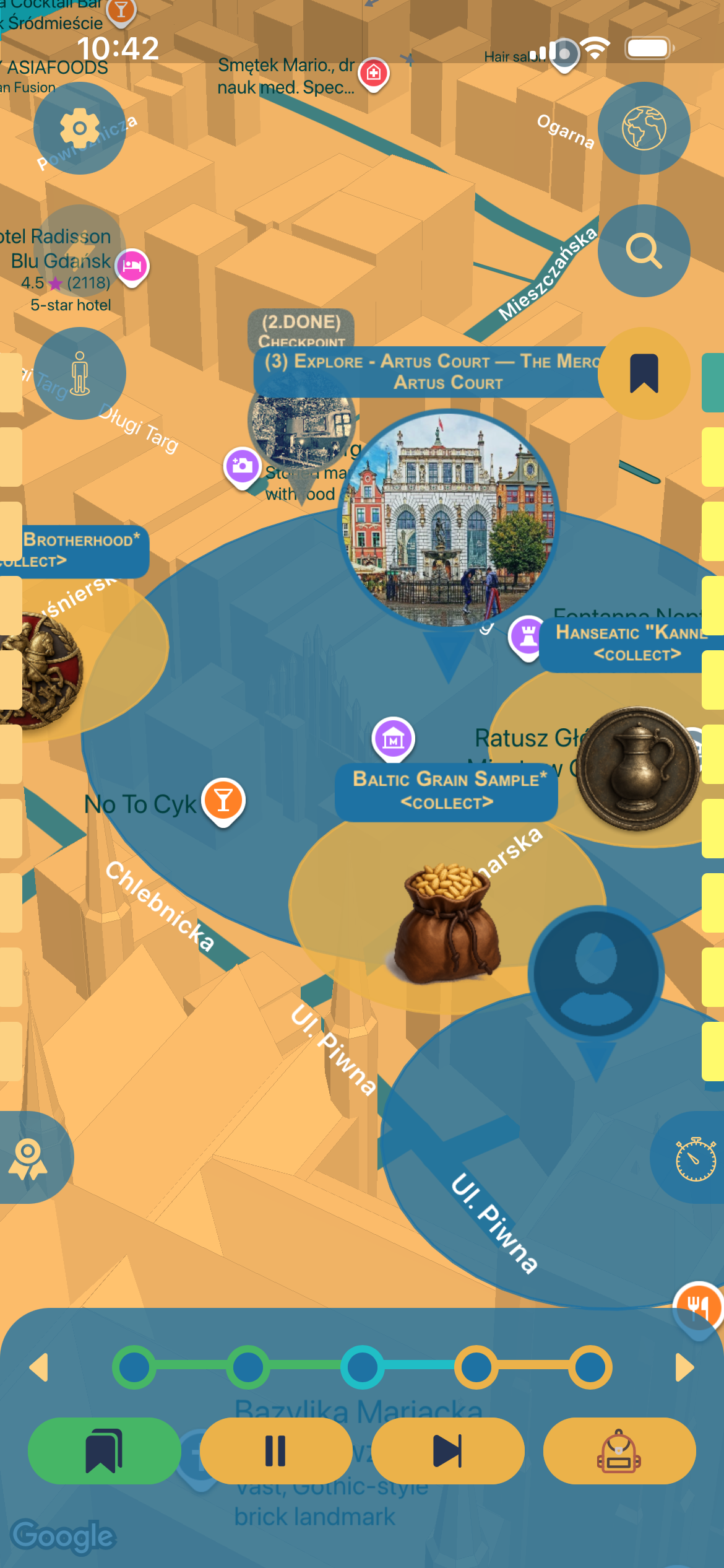 Leplace app showing an interactive city route